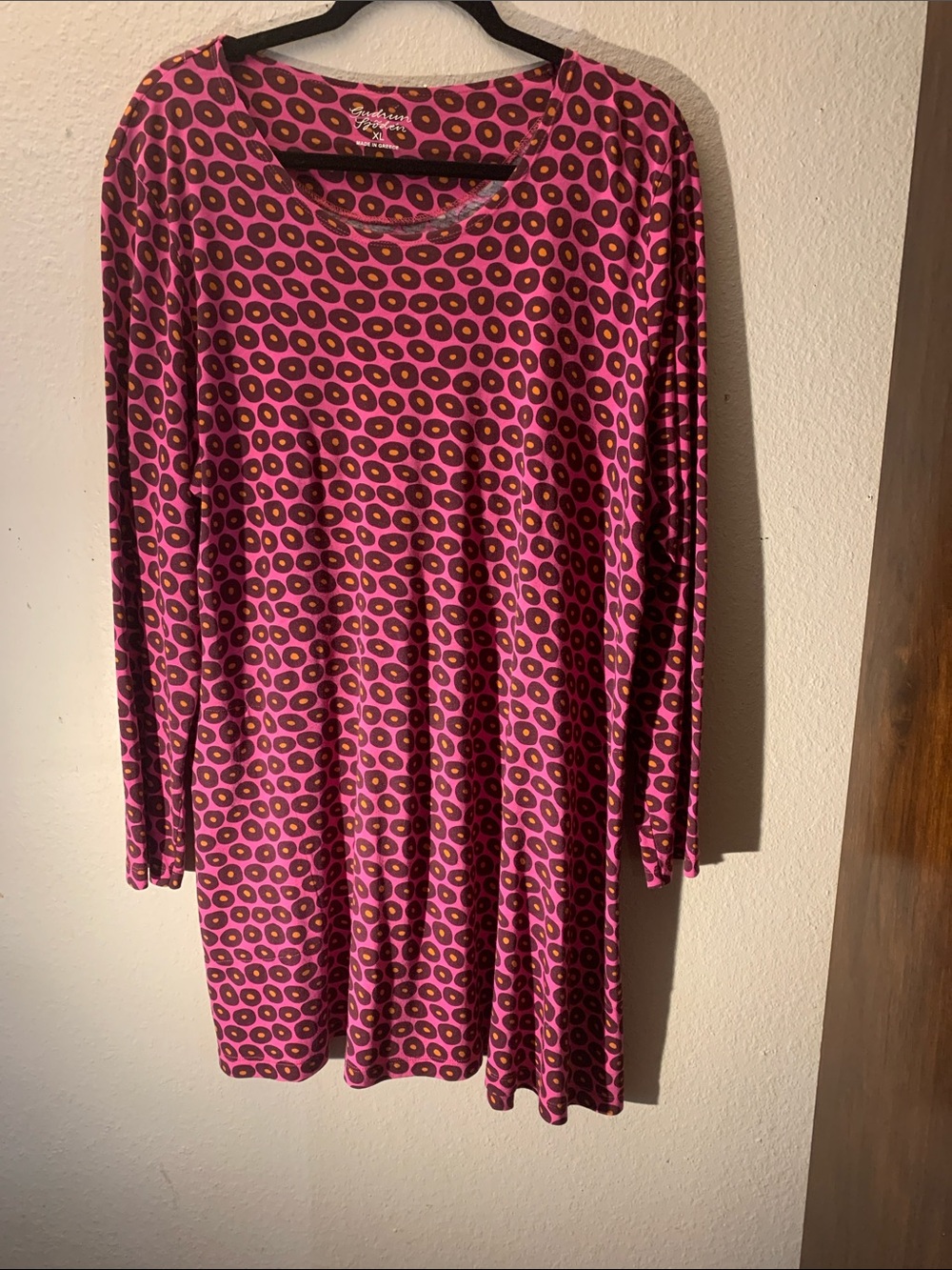 Gudrun Sjoden Pink and Brown Long-Sleeve Swing Tunic